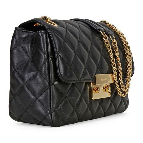 michael kors lg quilted leather satchel black ns|macy's Michael Kors.